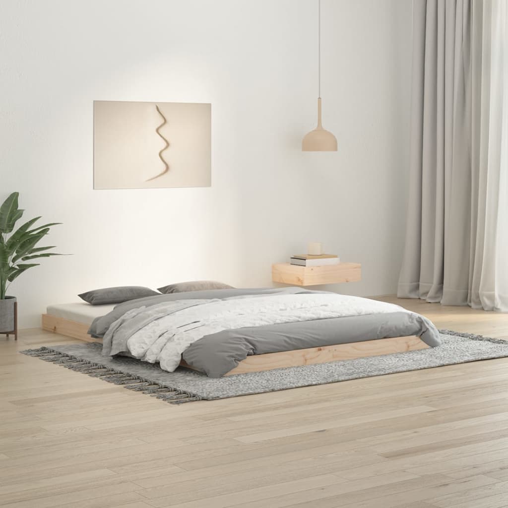Estructura De Cama Sin Colchón Madera Maciza Marrón