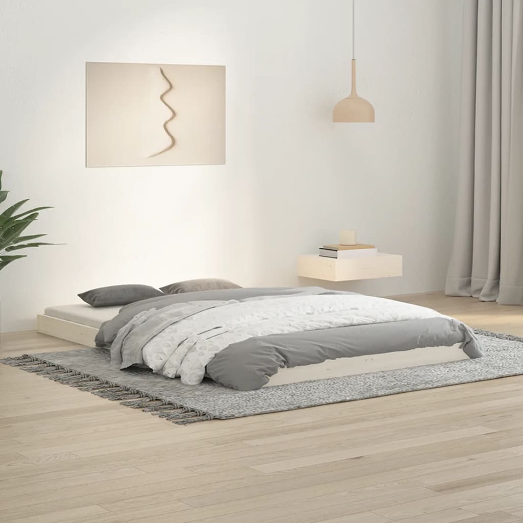 Estructura De Cama Sin Colchón Madera Maciza Marrón