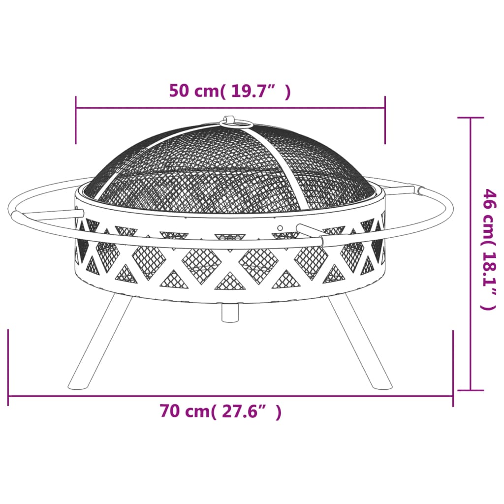Brasero Con Atizador Acero Xxl 70 Cm