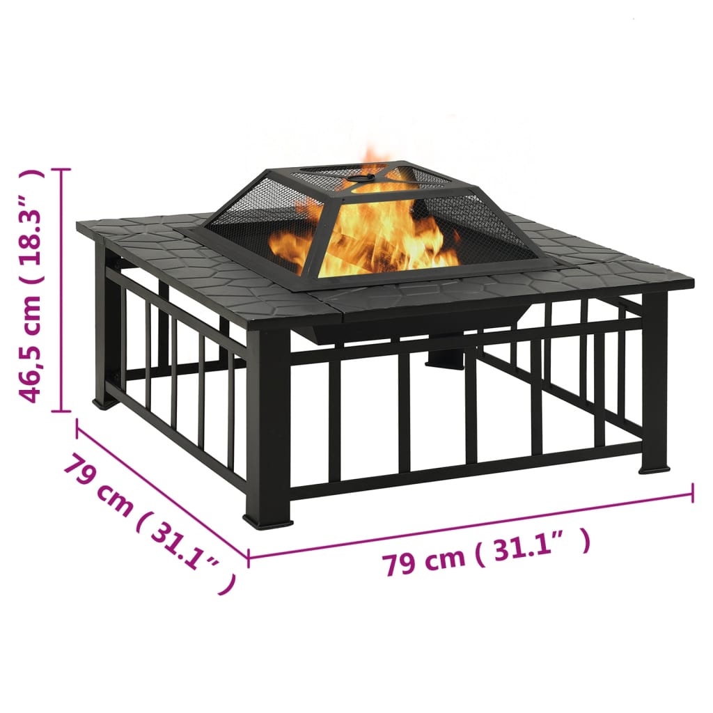 Brasero Con Atizador Acero 79X79X46,5 Cm