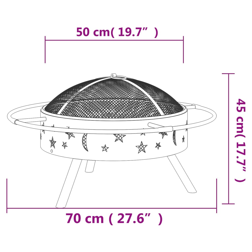 Brasero Con Atizador Acero Xxl 70 Cm
