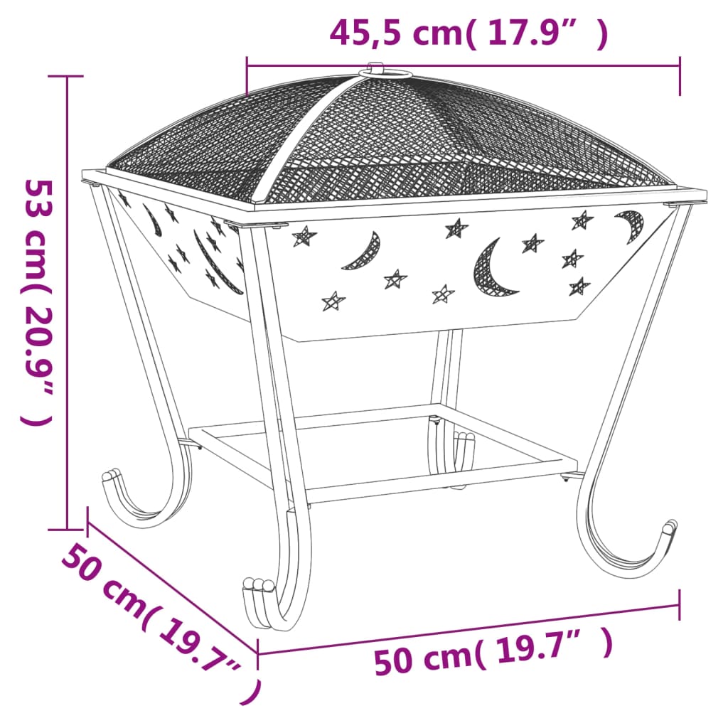 Brasero Con Atizador Acero Xxl 50 Cm