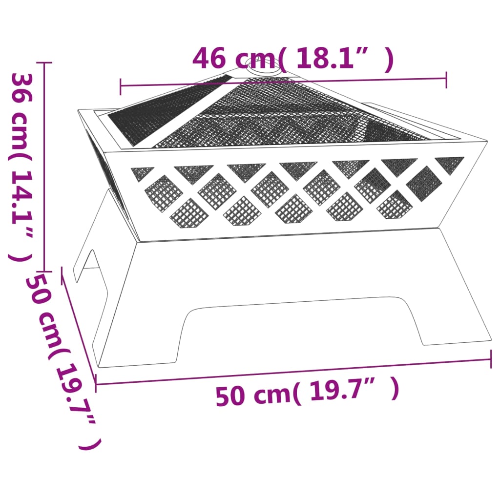 Brasero Con Atizador Acero Xxl 50 Cm