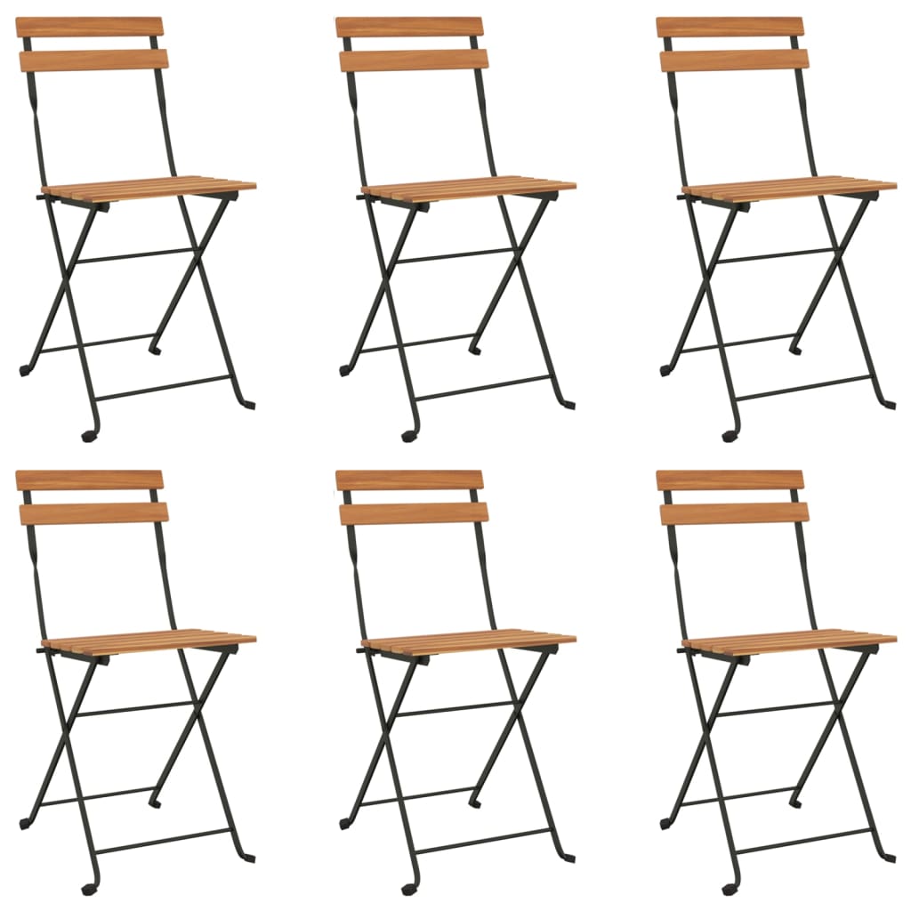 Muebles Cafetería Plegables 7 Pzas Madera Maciza Acacia Y Acero