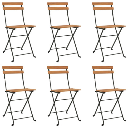 Muebles Cafetería Plegables 7 Pzas Madera Maciza Acacia Y Acero