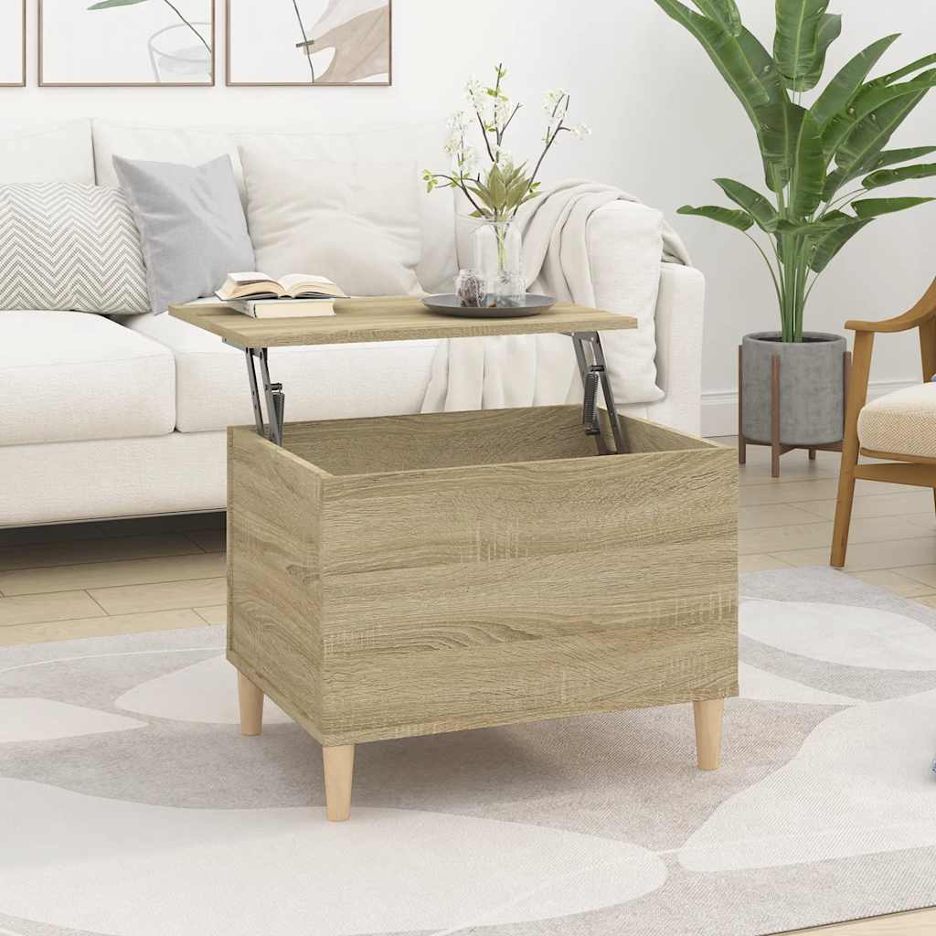 Mesa De Centro Madera Contrachapada Roble Marrón 60X44,5X45 Cm