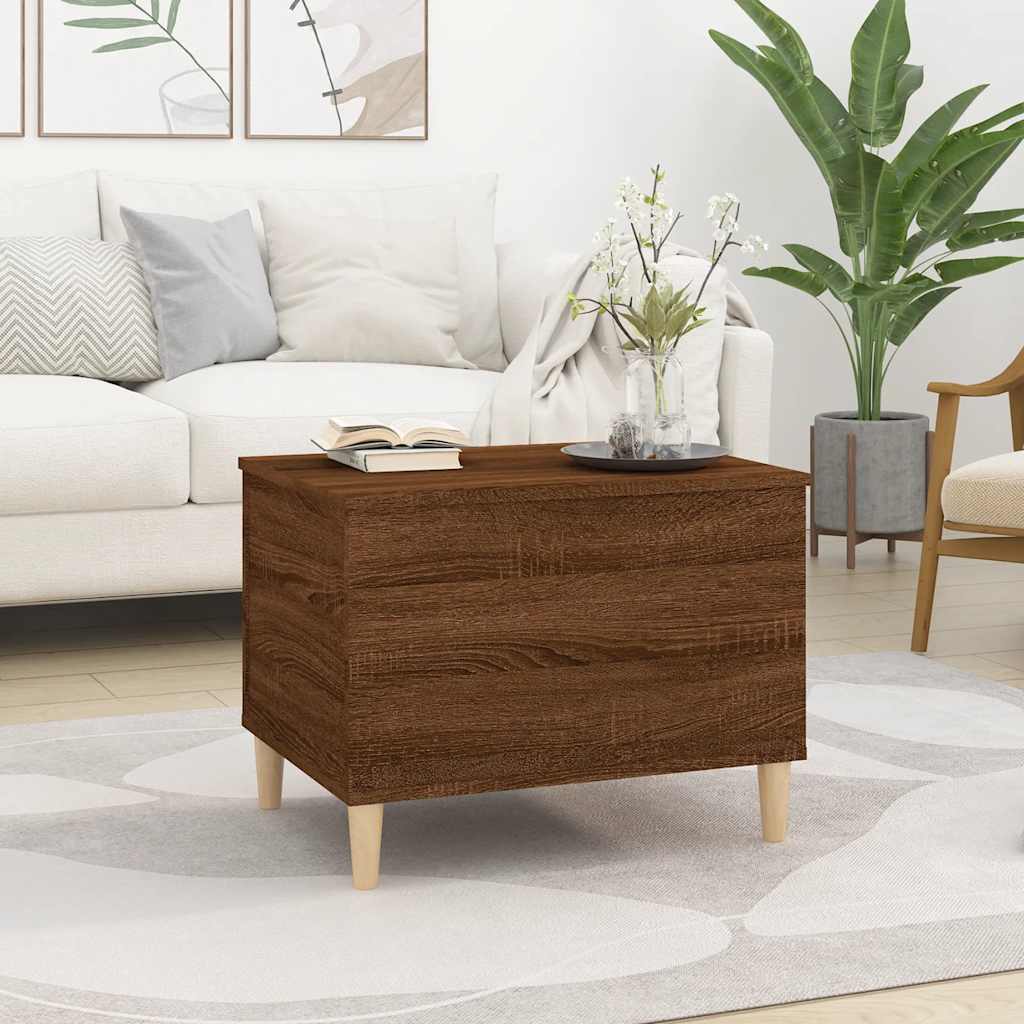 Mesa De Centro Madera Contrachapada Roble Marrón 60X44,5X45 Cm
