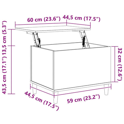 Mesa De Centro Madera Contrachapada Roble Marrón 60X44,5X45 Cm