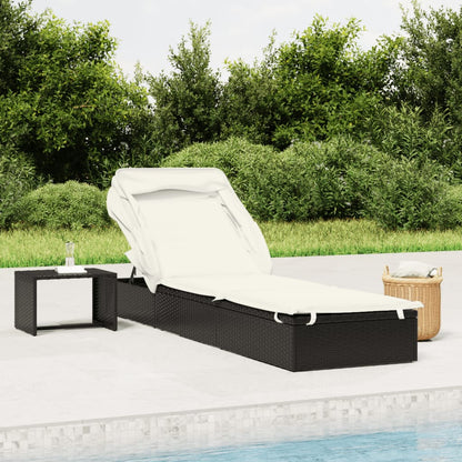 Tumbona Con Toldo Plegable Ratán Sintético 213X63X97Cm