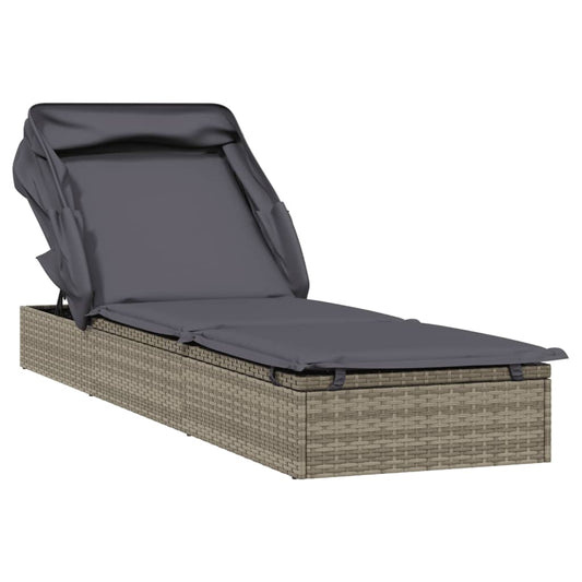 Tumbona Con Toldo Plegable Ratán Sintético 213X63X97Cm