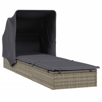Tumbona Con Toldo Plegable Ratán Sintético 213X63X97Cm