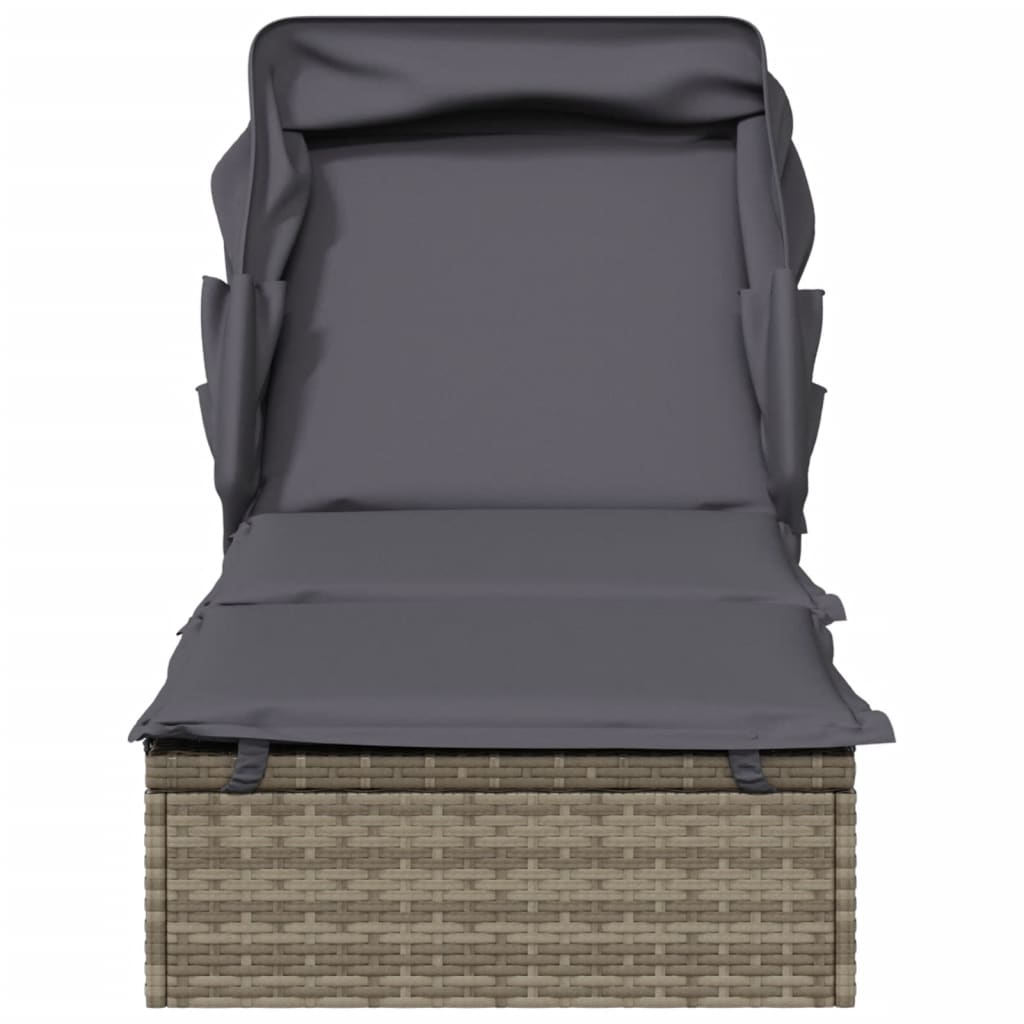 Tumbona Con Toldo Plegable Ratán Sintético 213X63X97Cm