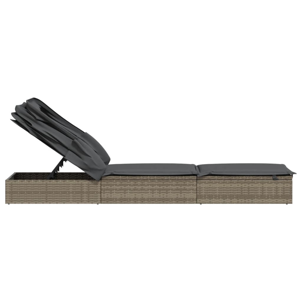 Tumbona Con Toldo Plegable Ratán Sintético 213X63X97Cm
