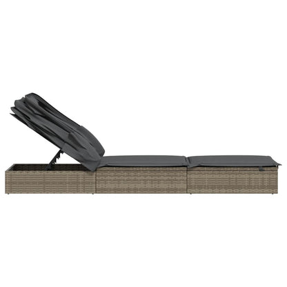 Tumbona Con Toldo Plegable Ratán Sintético 213X63X97Cm
