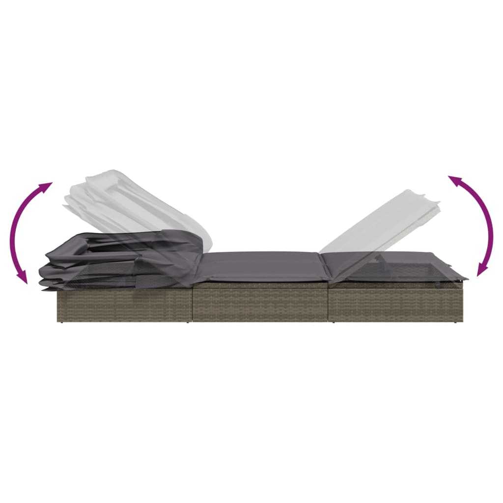 Tumbona Con Toldo Plegable Ratán Sintético 213X63X97Cm