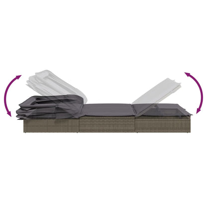 Tumbona Con Toldo Plegable Ratán Sintético 213X63X97Cm