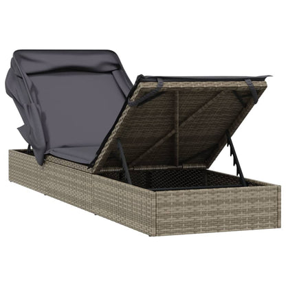 Tumbona Con Toldo Plegable Ratán Sintético 213X63X97Cm