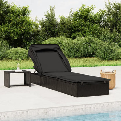 Tumbona Con Toldo Plegable Ratán Sintético 213X63X97Cm