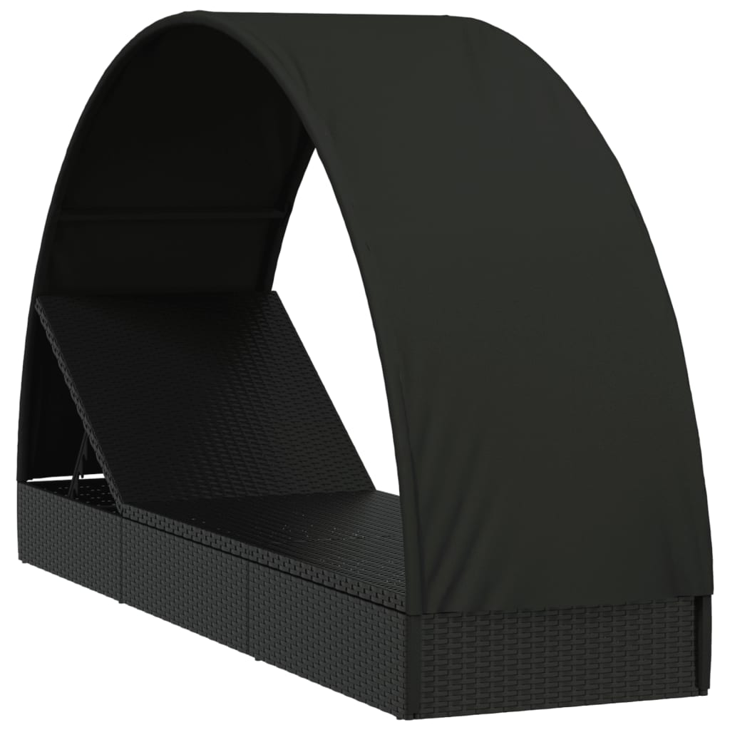 Tumbona Con Toldo Redondo Ratán Sintético 211X57X140 Cm