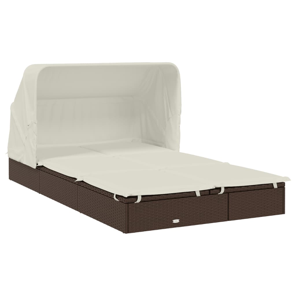 Tumbona 2 Personas Toldo Plegable Ratán Pe 213X118X97 Cm