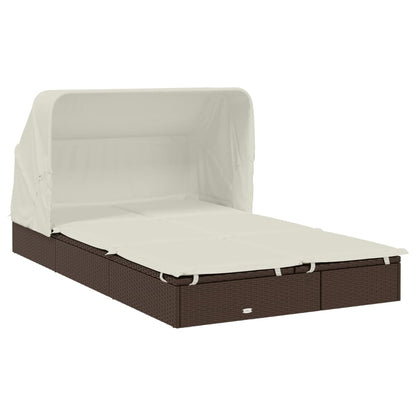Tumbona 2 Personas Toldo Plegable Ratán Pe 213X118X97 Cm