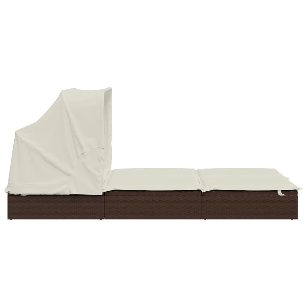 Tumbona 2 Personas Toldo Plegable Ratán Pe 213X118X97 Cm