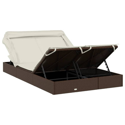 Tumbona 2 Personas Toldo Plegable Ratán Pe 213X118X97 Cm