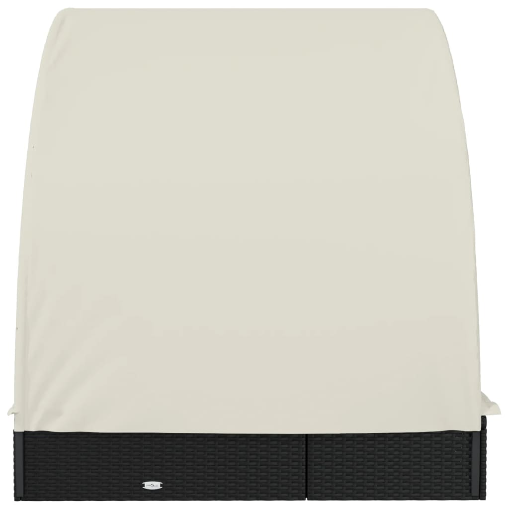 Tumbona 2 Personas Toldo Redondo Ratán Pe Negro 211X112X140 Cm