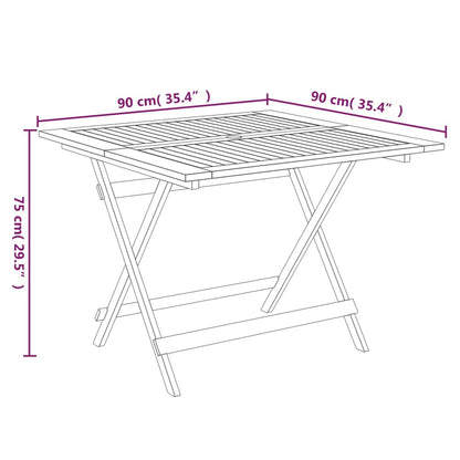 Mesa De Jardín Plegable Madera Maciza De Acacia 90X90X75 Cm