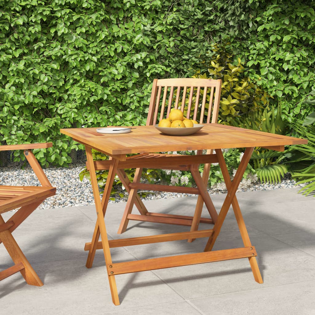 Mesa De Jardín Plegable Madera Maciza De Acacia 90X90X75 Cm