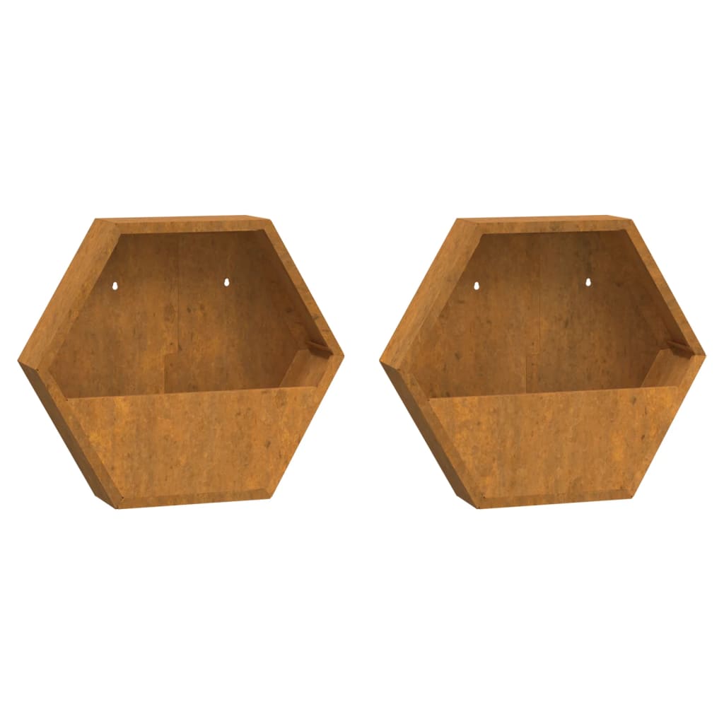 Jardineras De Pared 2 Uds Acero Corten Oxidado