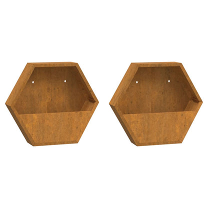 Jardineras De Pared 2 Uds Acero Corten Oxidado