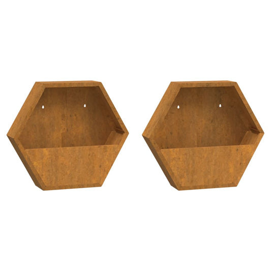 Jardineras De Pared 2 Uds Acero Corten Oxidado