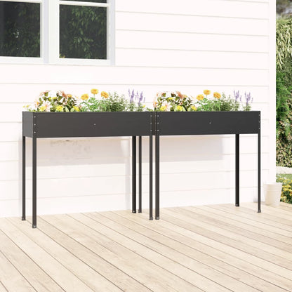 Jardineras 2 Unidades Acero Galvanizado Gris Antracita