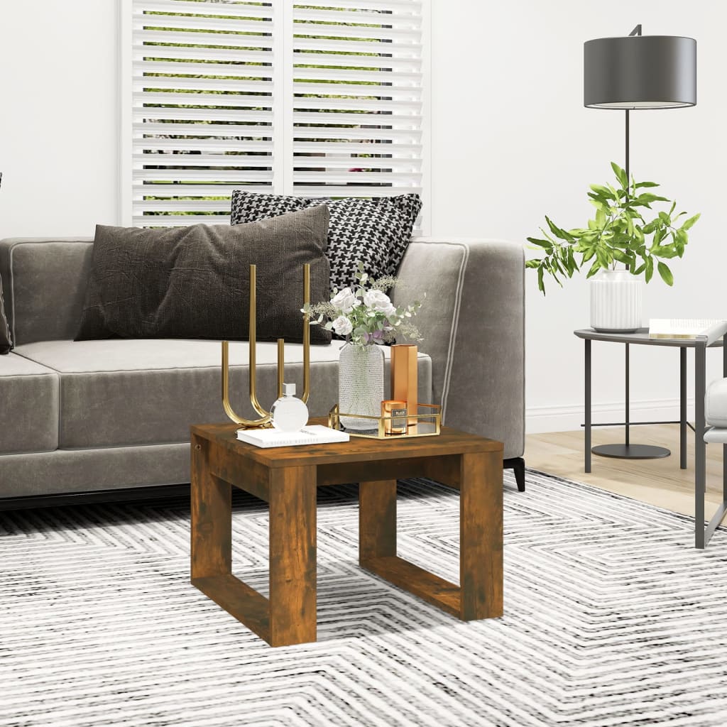 Mesa Auxiliar De Madera De Ingeniería Envejecida 50X50X35 Cm