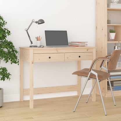 Escritorio Max Brown 100 X 50 X 78 Cm Madera De Pino Macizo