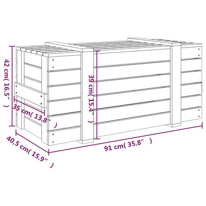 Caja Almacenaje Madera Maciza Pino 91X40,5X42 Cm