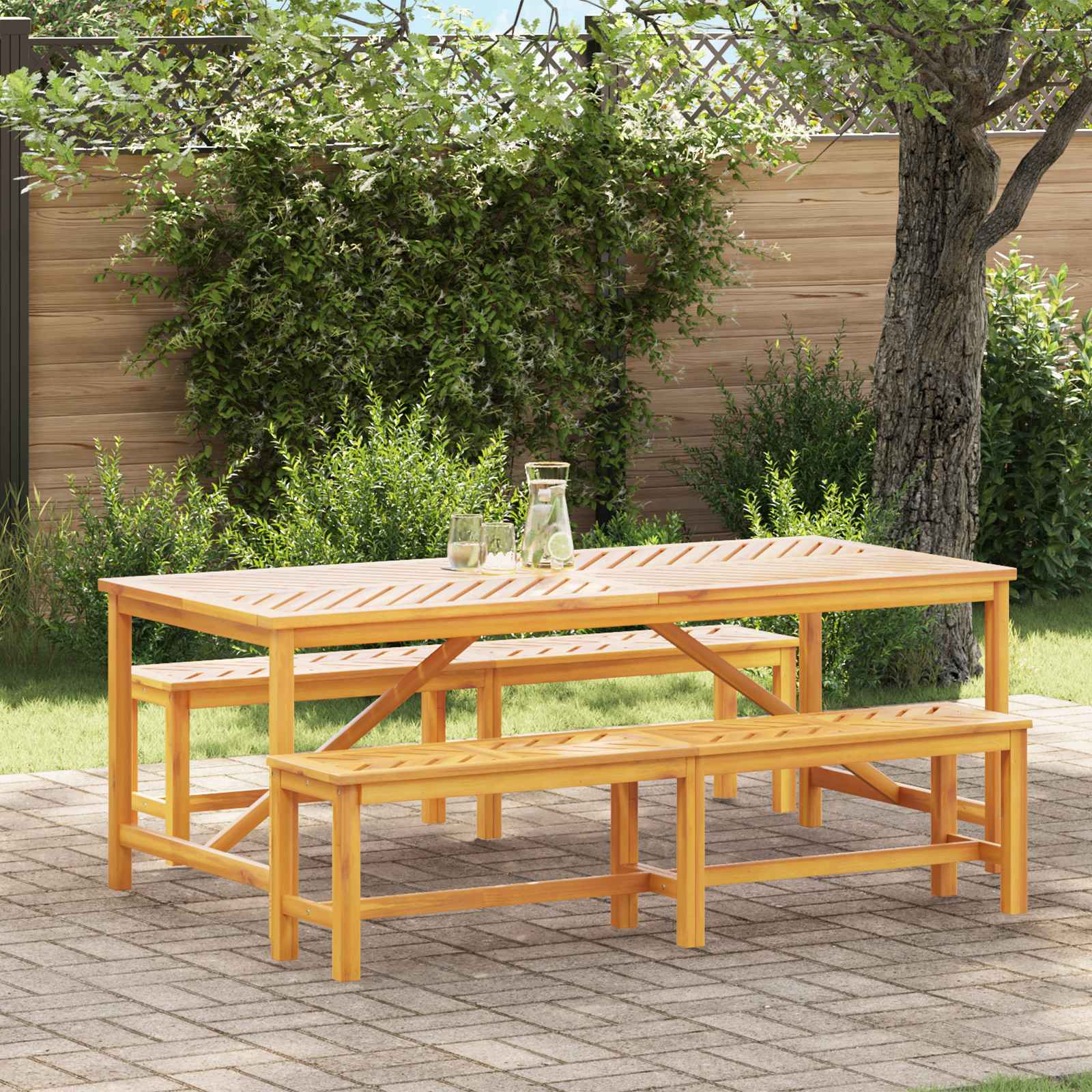Conjunto De Comedor De Jardín 3 Pcs Marrón
