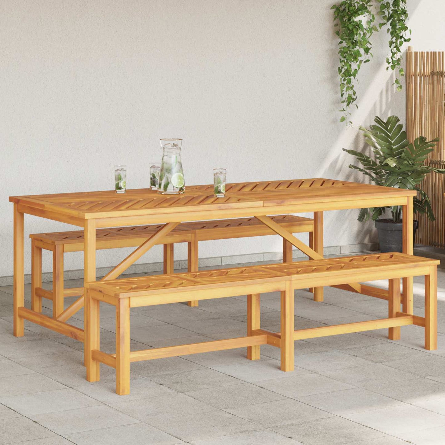 Conjunto De Comedor De Jardín 3 Pcs Marrón