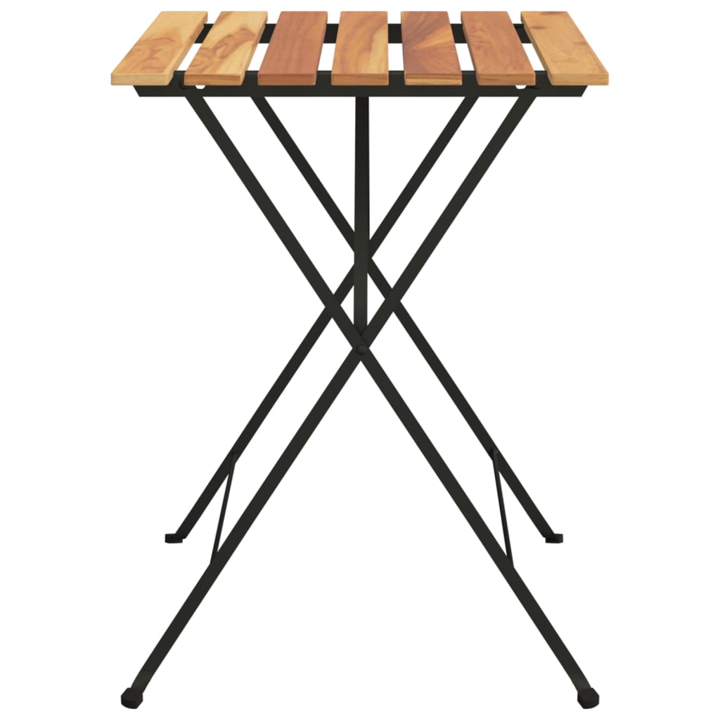 Mesa De Cafetería Plegable Teca Maciza Y Acero 55X54X71 Cm