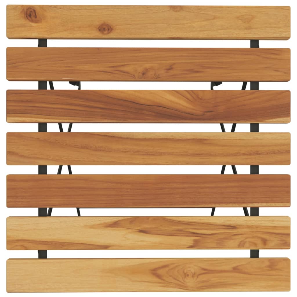 Mesa De Cafetería Plegable Teca Maciza Y Acero 55X54X71 Cm