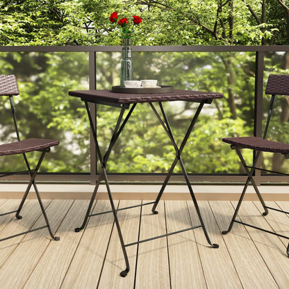 Mesa De Cafetería Plegable Ratán Sintético 55X54X71 Cm