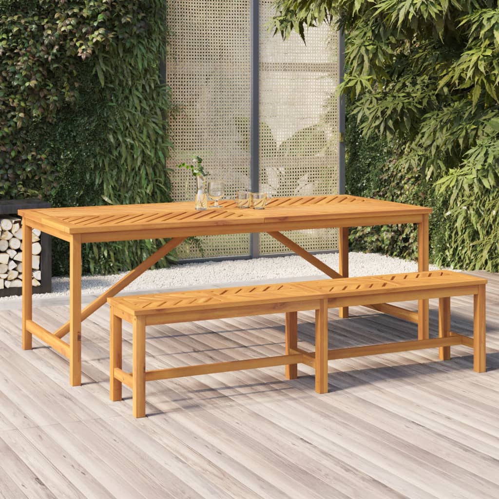 Mesa De Comedor De Jardín Madera Maciza De Acacia