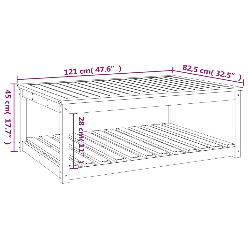 Mesa De Jardín Madera Maciza Abeto De Douglas 121X82,5X45 Cm