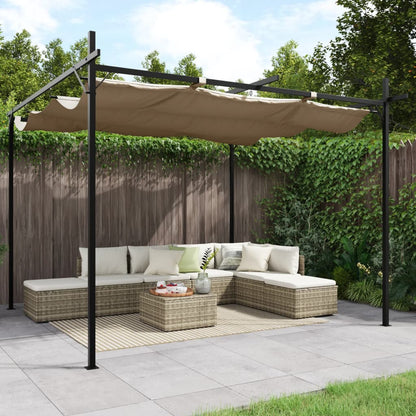 Pérgola Con Cubierta Retráctil Gris Taupe