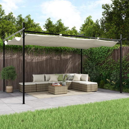 Pérgola Con Cubierta Retráctil Gris Taupe