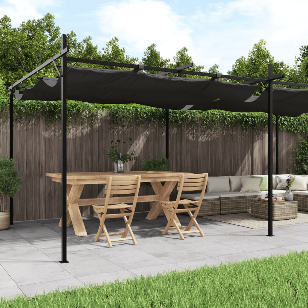 Pérgola Con Cubierta Retráctil Gris Taupe