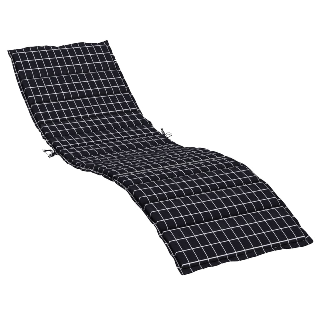Cojín De Tumbona Tela Oxford A Cuadros Negro