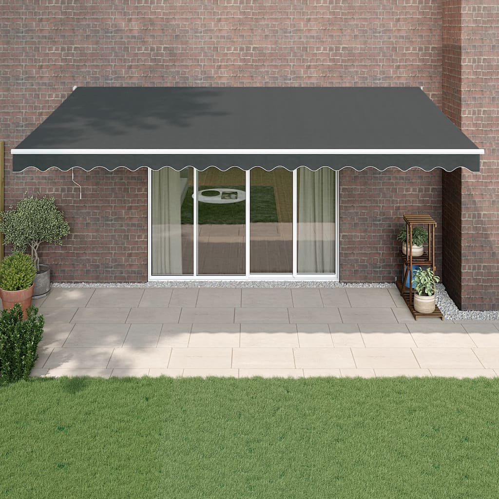 Toldo Retráctil Aluminio Y Tela Gris Antracita