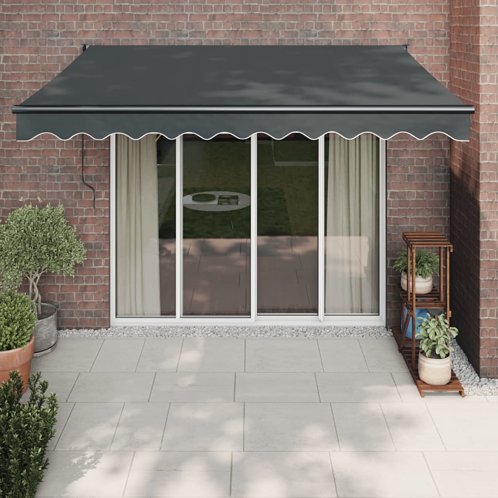 Toldo Retráctil Aluminio Y Tela Gris Antracita